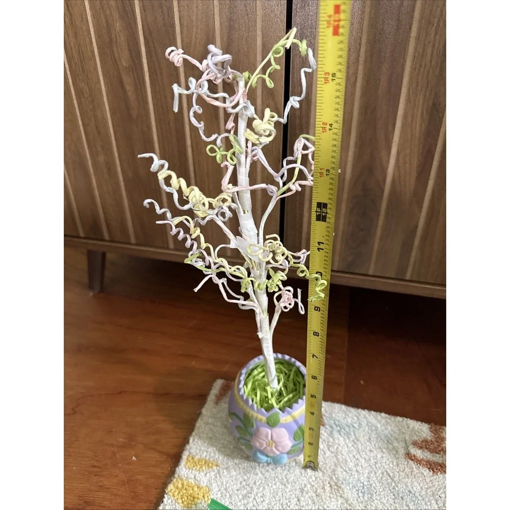 Vintage Easter Egg Wire Tree With Wooden Rabbit Egg Ornaments